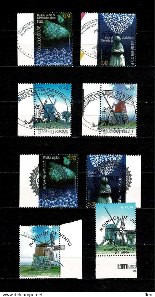 2002 3091/92 3093/94 Postfris Met 1édag Stempel : HEEL MOOI ! MNH Avec Cachet 1er Jour "  Moulin à Vent - Emission Commu - Ongebruikt