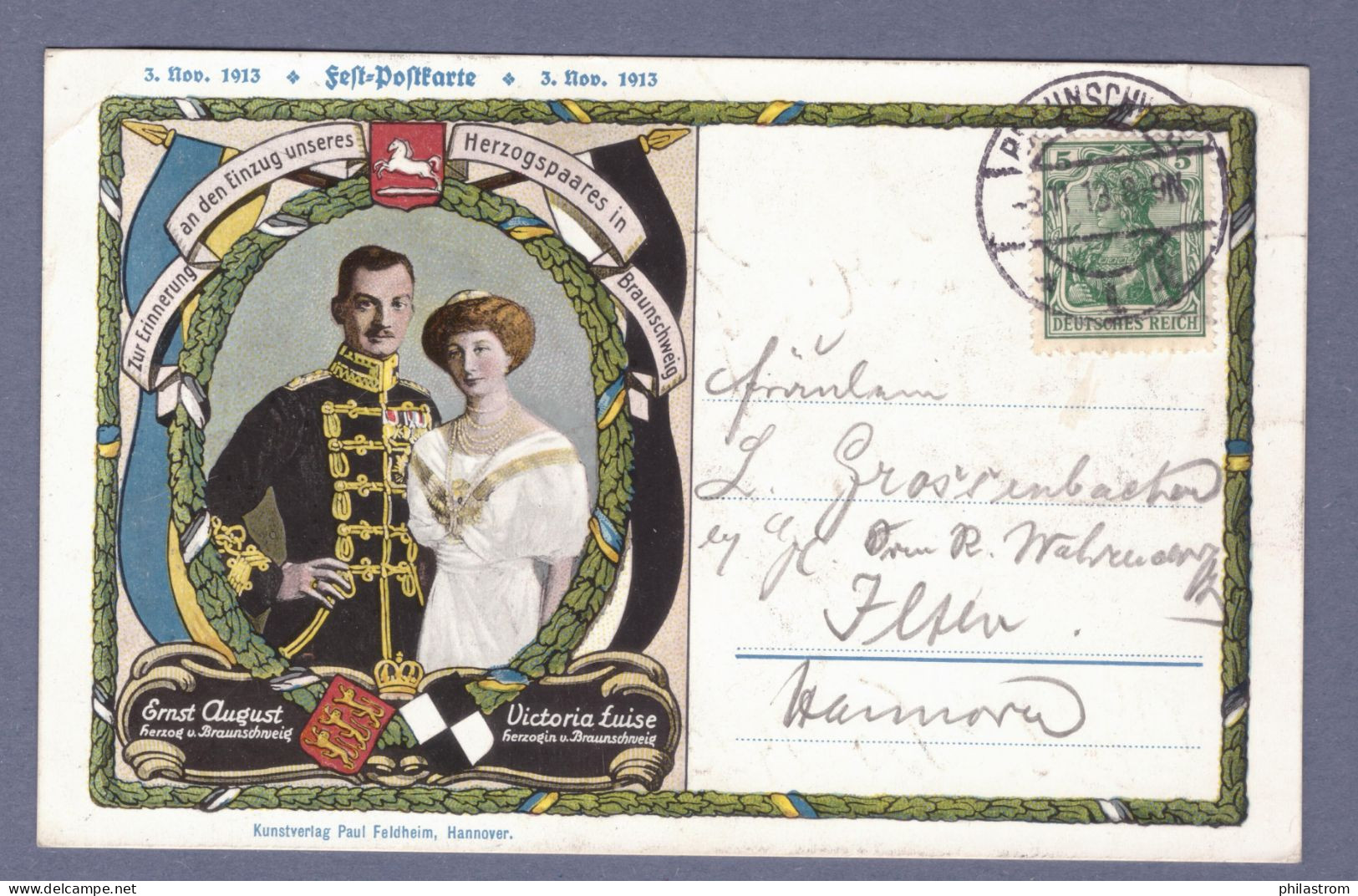 DR Bild Festpostkarte - Braunschweigs Herzogspaares - Braunschweig 3.11.13  (CG13110-276) - Lettres & Documents
