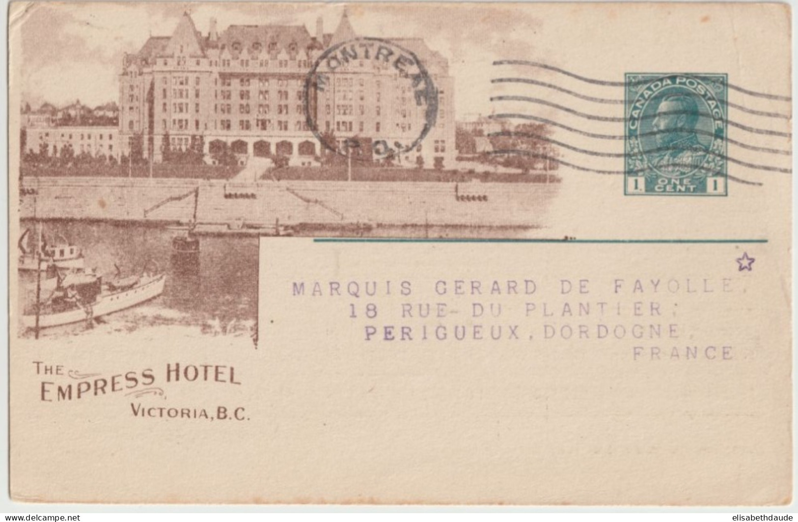 CANADA - 1921 - CP ENTIER ILLUSTREE PUB. PACIFIC RAILWAY COMPANY (THE EMPRESS HOTEL) ! De MONTREAL => PERIGUEUX - 1903-1954 De Koningen