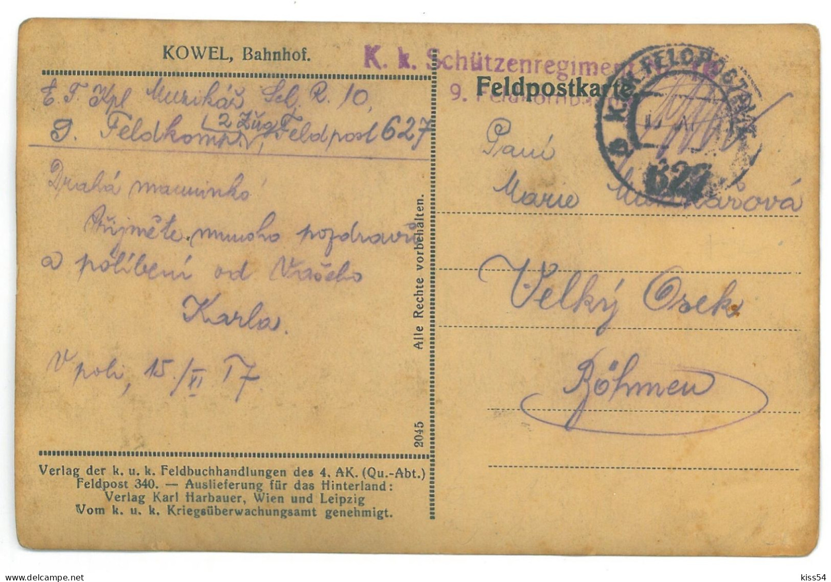 UK - 25197 KOWEL, Railway Station, Ukraine - Old Postcard, CENSOR - Used - 1917 - Ukraine
