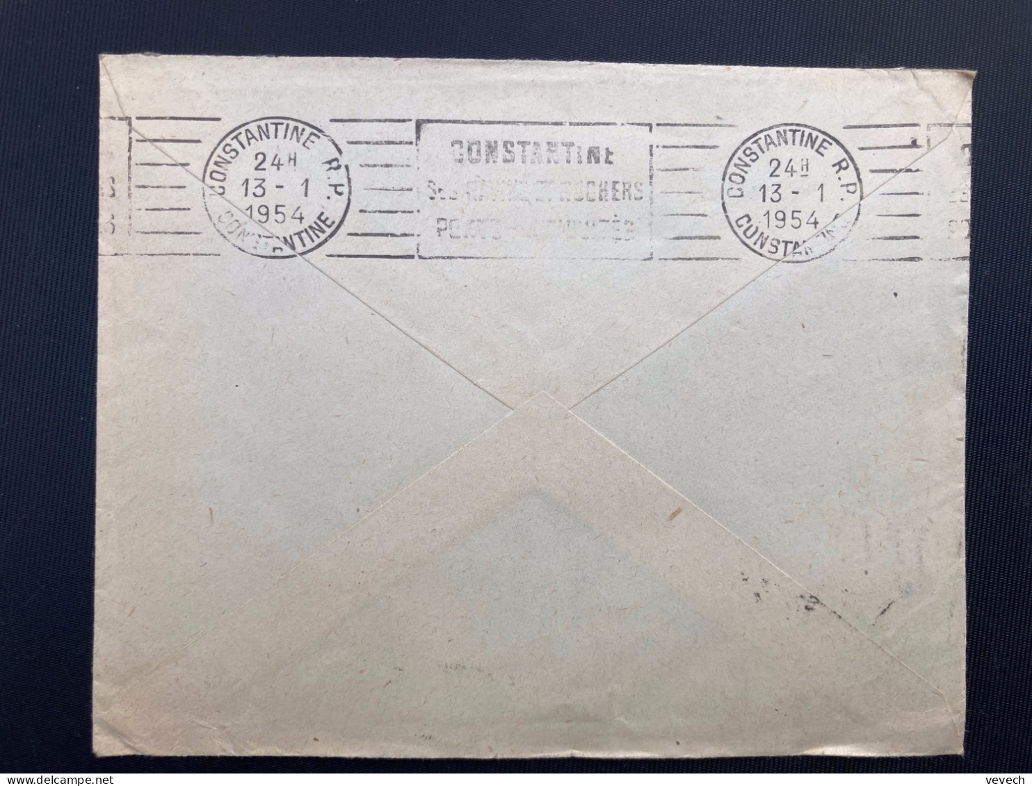 LETTRE Par Avion Pour ALGERIE TP M DE GANDON 15F OBL. CONVOYEUR 12-1 1954 LILLE A LENS (59 62) - Bahnpost