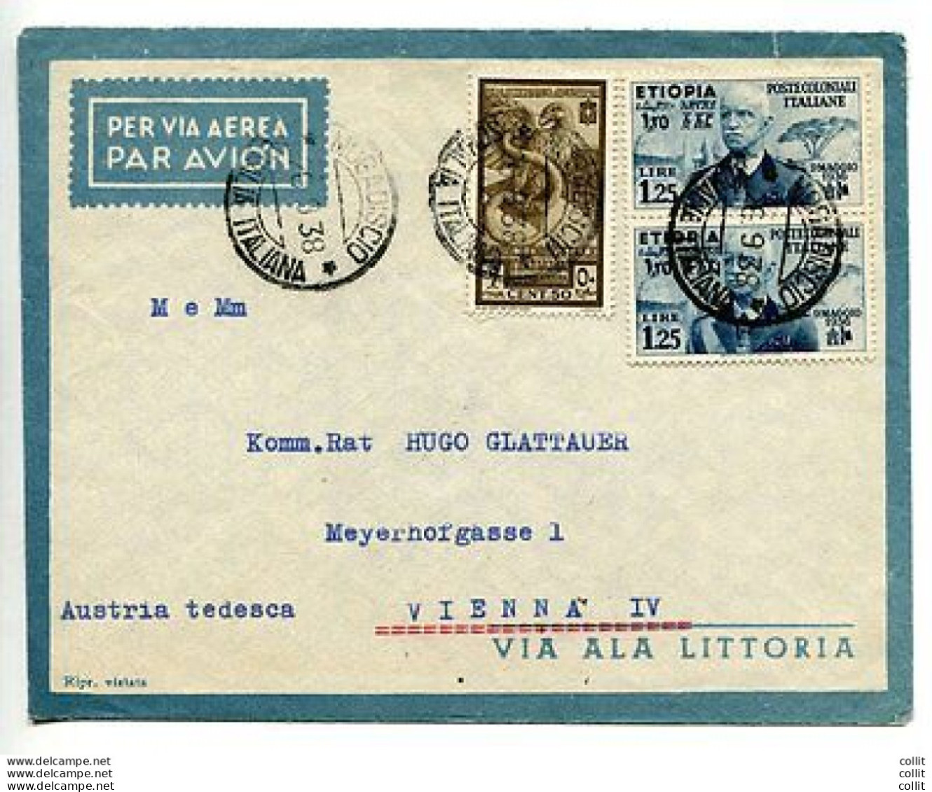 Etiopia - Vitt. Emanuele III° Lire 1,25 Coppia Su Busta - Ethiopie