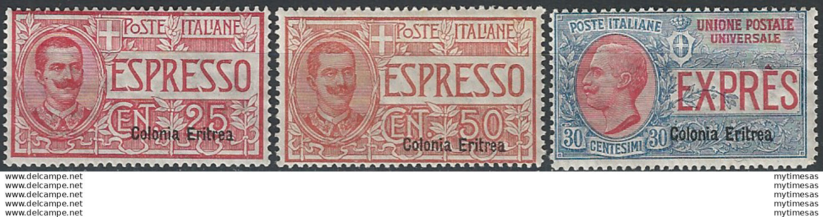 1907-21 Eritrea Espressi 3v. MNH Sassone N. 1/3 - Andere & Zonder Classificatie