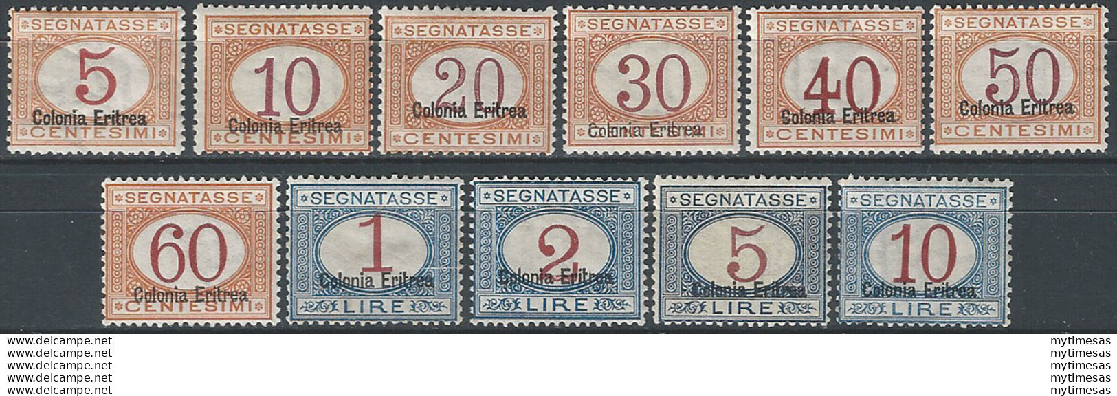 1920-26 Eritrea Segnatasse 11v. MNH Sassone N. 14/24 - Andere & Zonder Classificatie