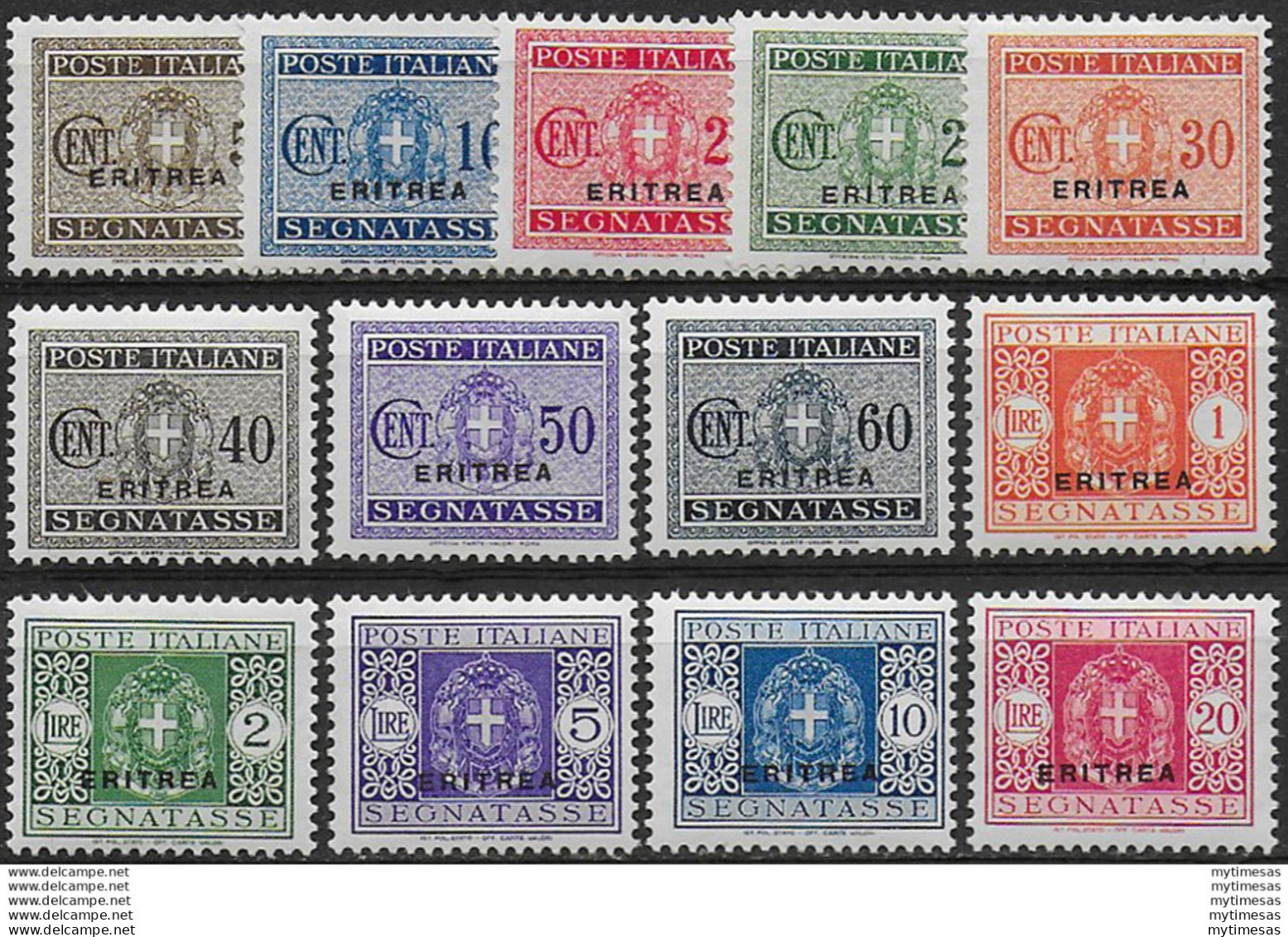 1934 Eritrea Segnatasse 13v. MNH Sassone N. 26/38 - Sonstige & Ohne Zuordnung