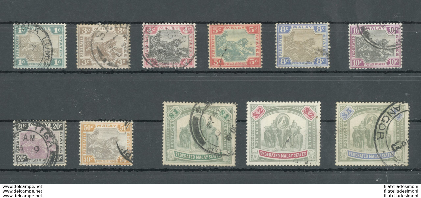 1904-22 Federated Malay States - Malaysia - Stanley Gibbons N. 27-51 - Serie Non Completa - Usato - Sonstige & Ohne Zuordnung