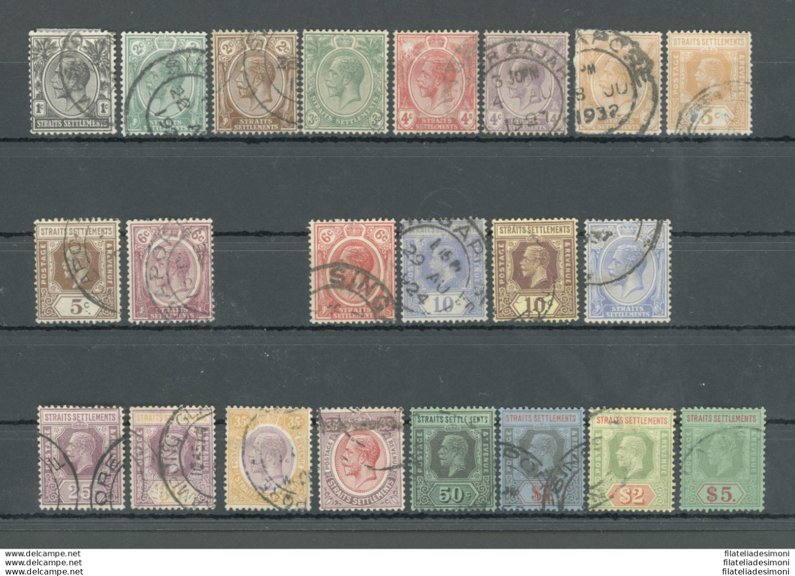 1921-33 Straits Settlements, Stanley Gibbons N. 218-240 - Giorgio V - Serie Non Completa - Usati - Andere & Zonder Classificatie