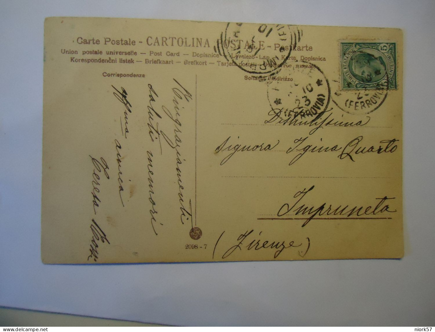 ITALY POSTCARDS ROSES  1923 POSTMARK AND STAMPS FIRENZE - Other & Unclassified