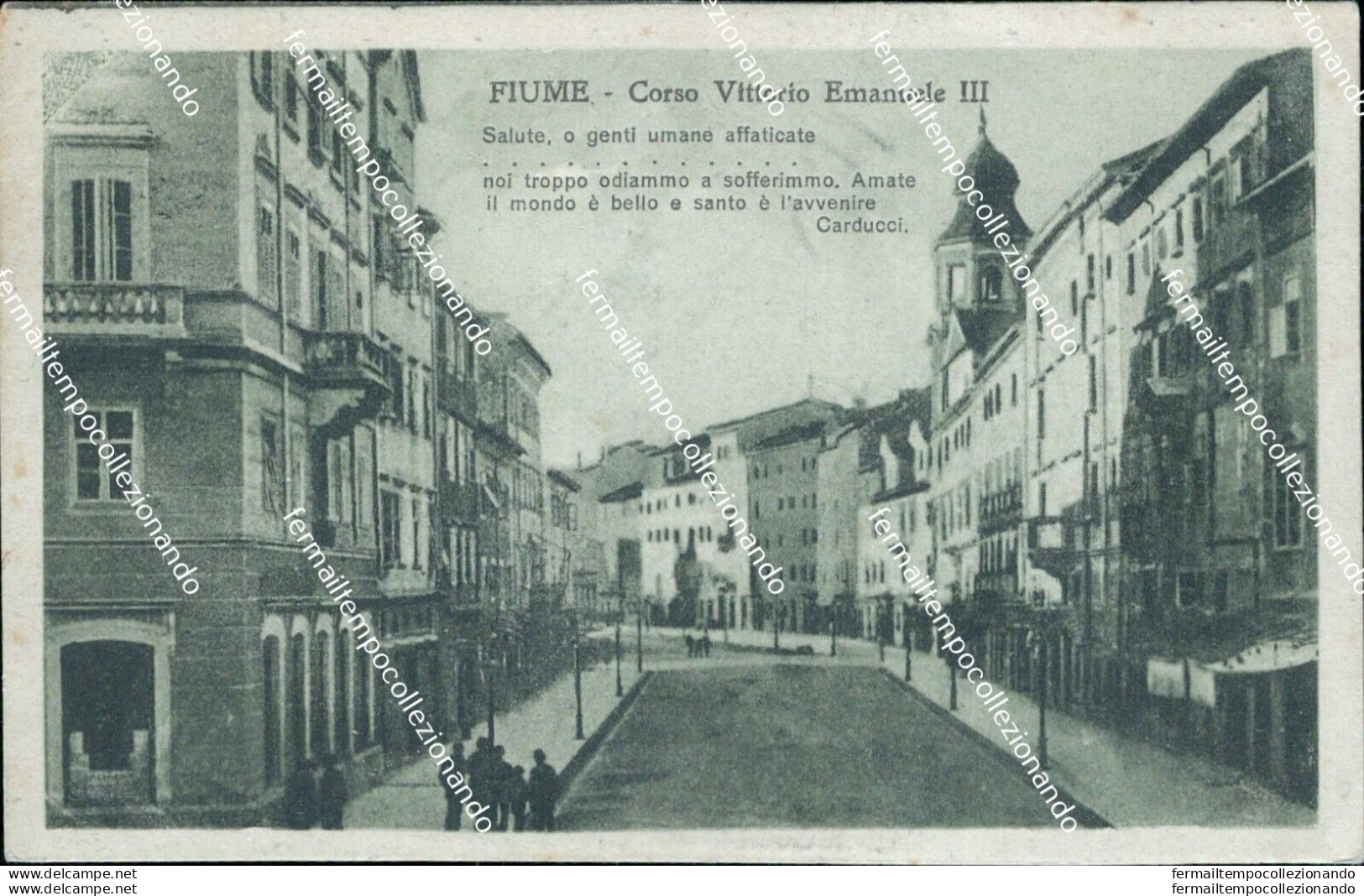 Bt190 Cartolina Fiume Corso Vittorio Emanuele III  1919 Croazia - Andere & Zonder Classificatie