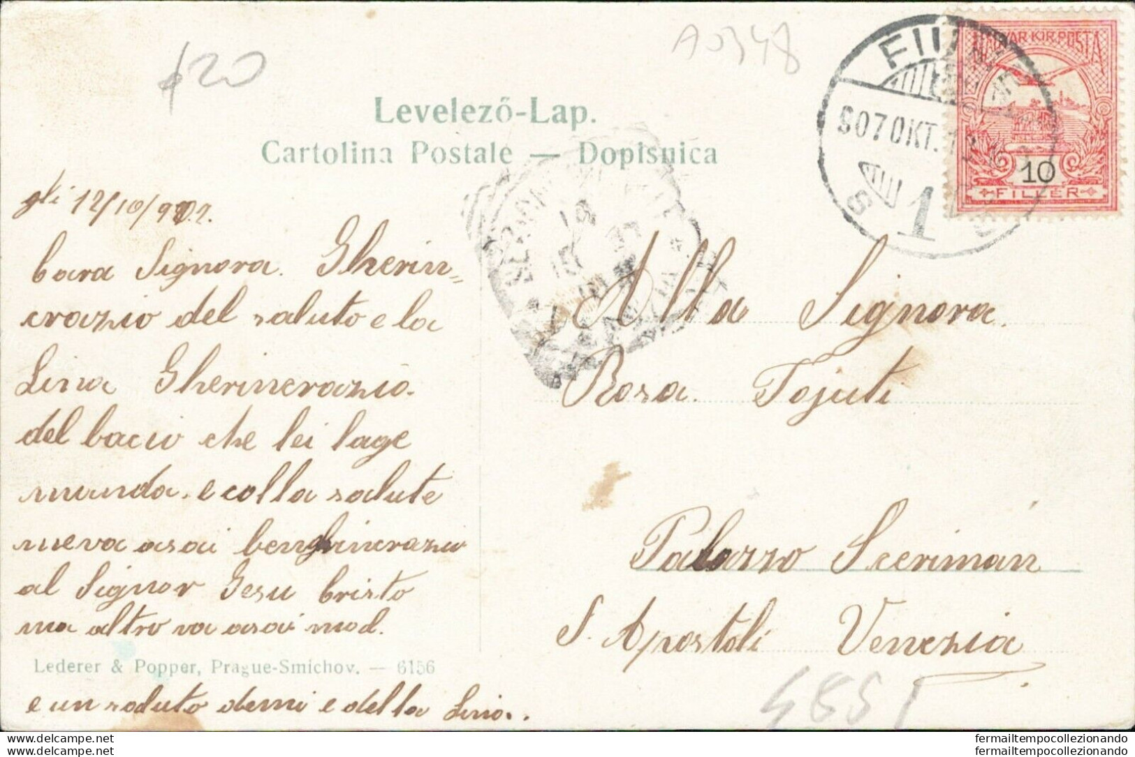 Ao348 Cartolina Fiume Via Adamich 1907 Croazia - Autres & Non Classés