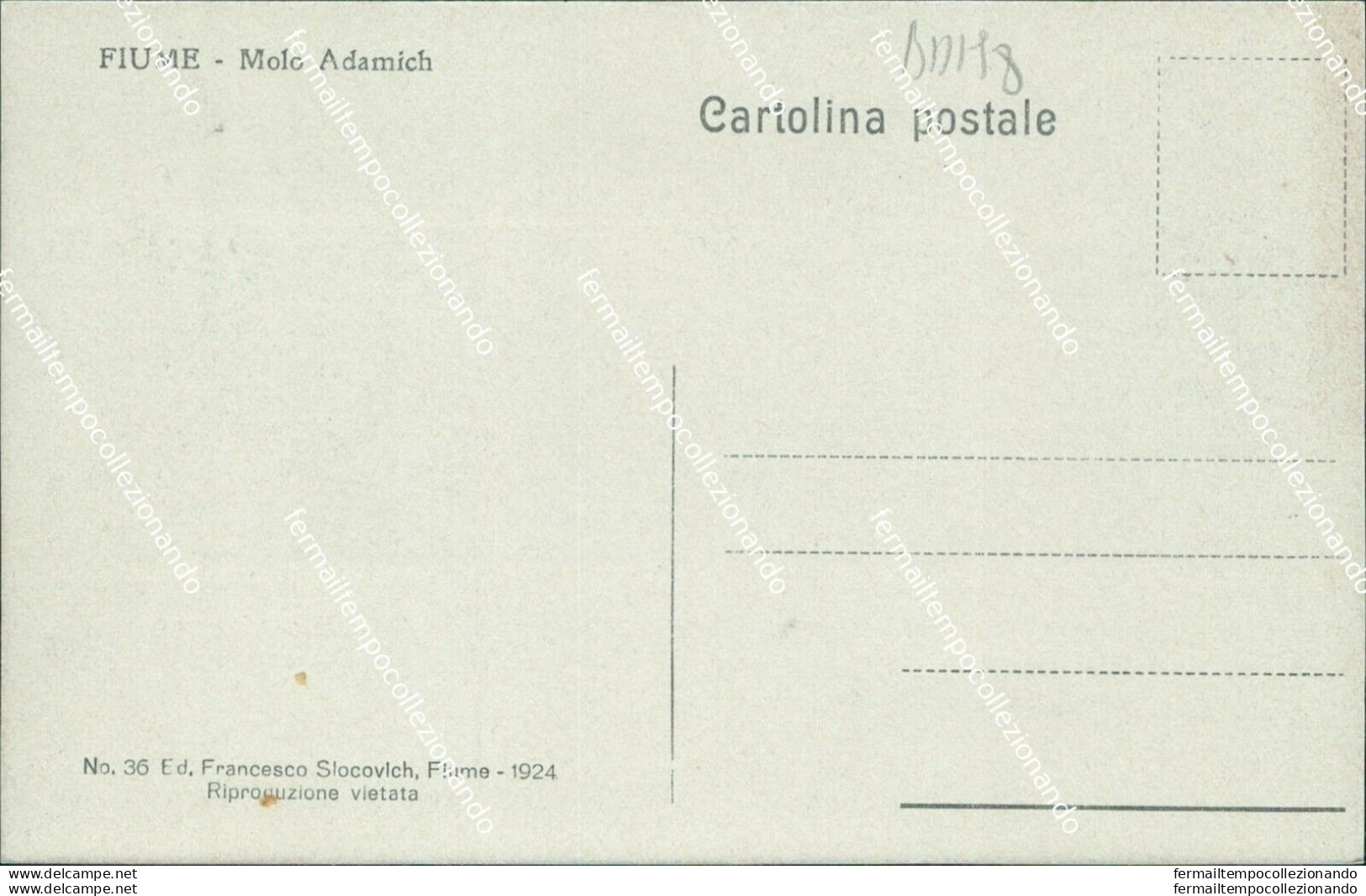 Bd198 Cartolina  Fiume Molo Adamich   Croazia - Autres & Non Classés