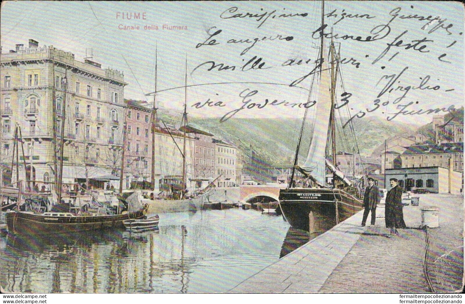 Aq23 Cartolina Fiume Canale Della Fiumara 1904 Croazia - Sonstige & Ohne Zuordnung