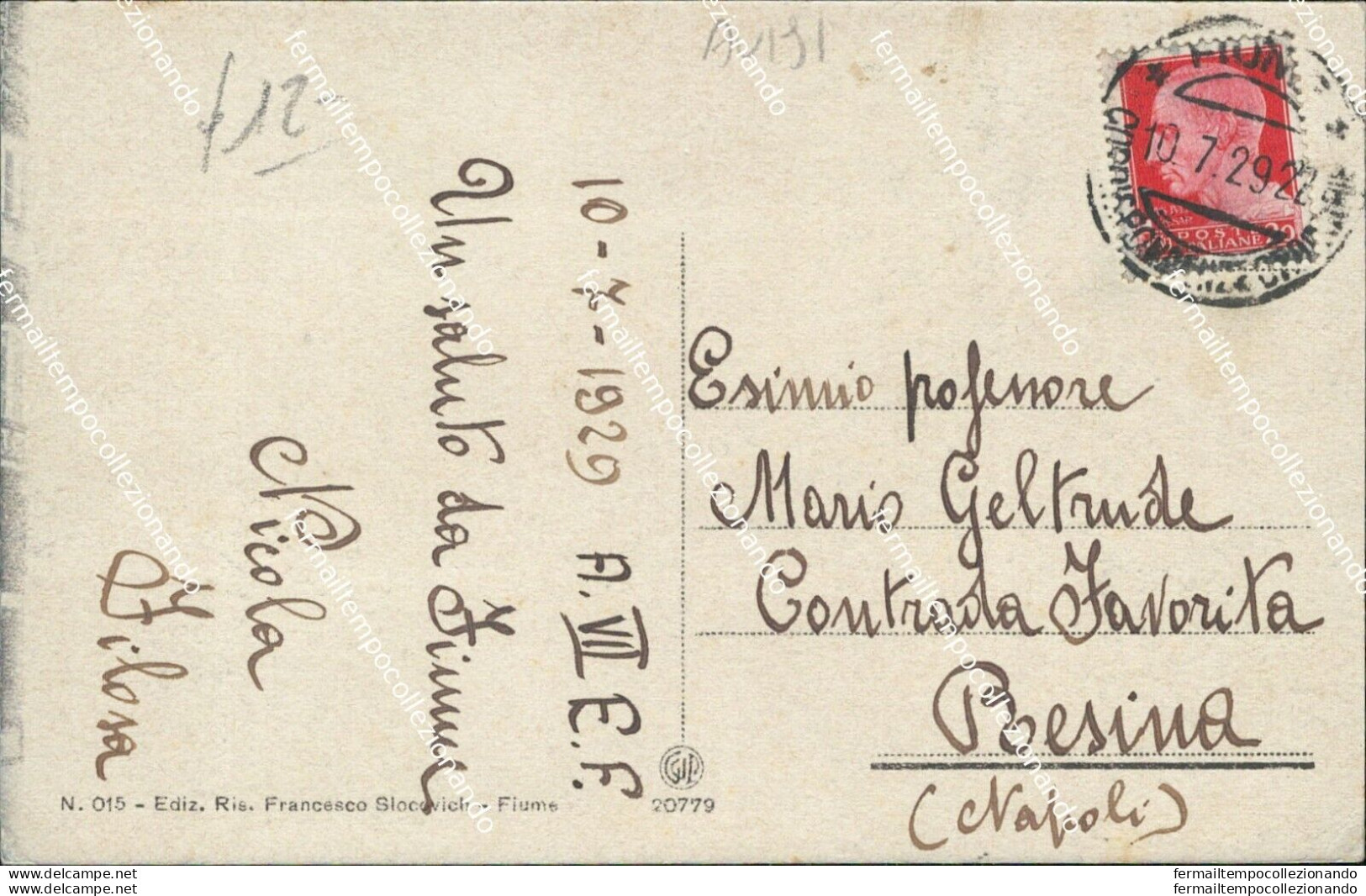 Au191 Cartolina Fiume Riva Emanuele Filiberto 1929 Croazia - Sonstige & Ohne Zuordnung