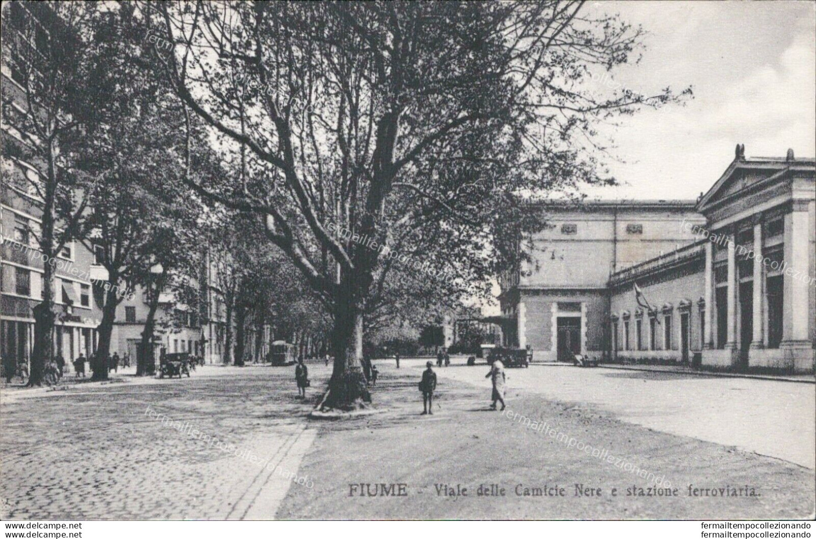 Ao393 Cartolina  Fiume Viale Delle Camicie Nere E Stazione Croazia - Andere & Zonder Classificatie