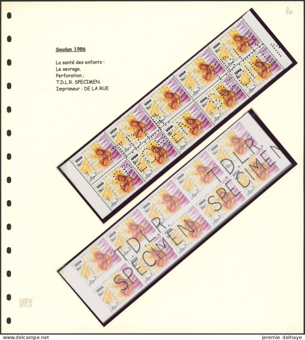 Thématique Enfants / Children : Collection : Ensemble De Bloc De 10 + Perforation T.D.L.R. SPECIMEN (Soudan 1986) - Altri & Non Classificati