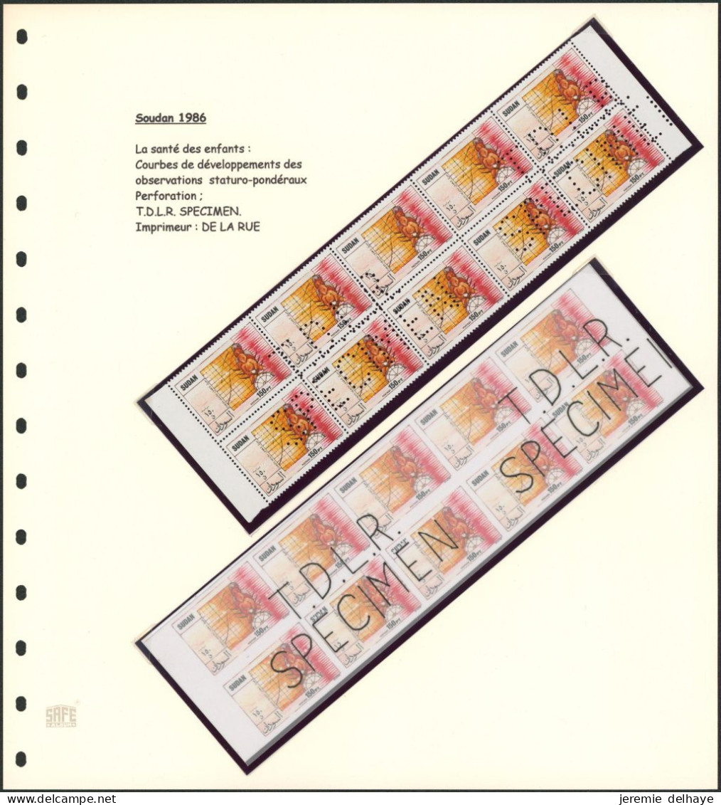 Thématique Enfants / Children : Collection : Ensemble De Bloc De 10 + Perforation T.D.L.R. SPECIMEN (Soudan 1986) - Autres & Non Classés