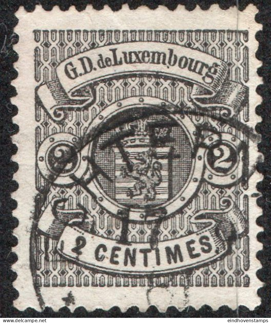 Luxembourg 1880 2 C Perf 13½ 1 Value Cancelled - 1859-1880 Wapenschild