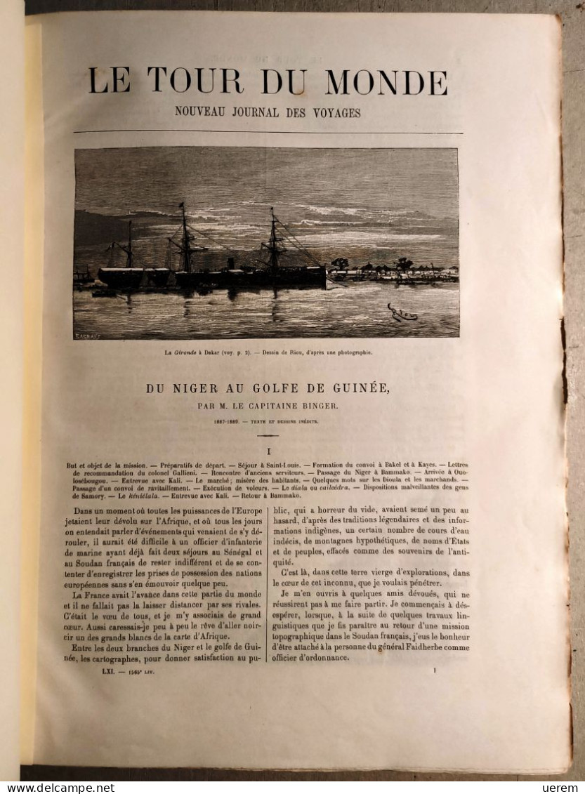 1891 Viaggi Africa Niger Guinea BINGER - Libros Antiguos Y De Colección