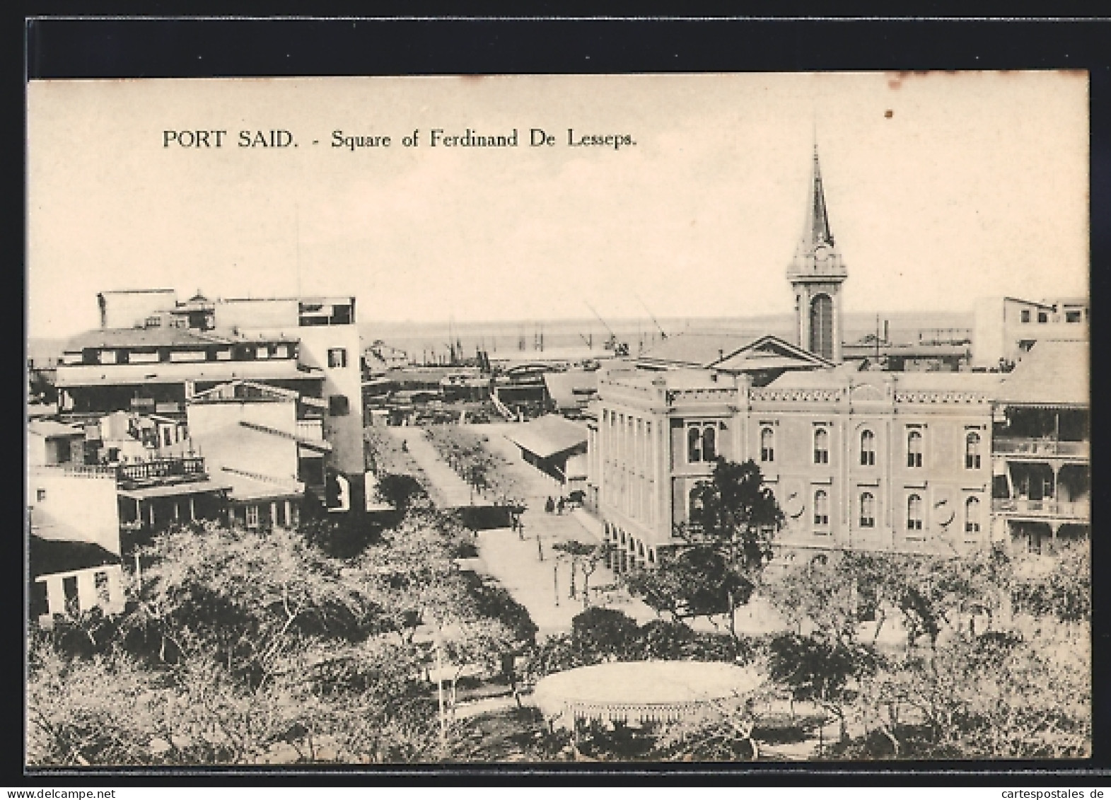 CPA Port Said, Square Of Ferdinand De Lesseps  - Autres & Non Classés