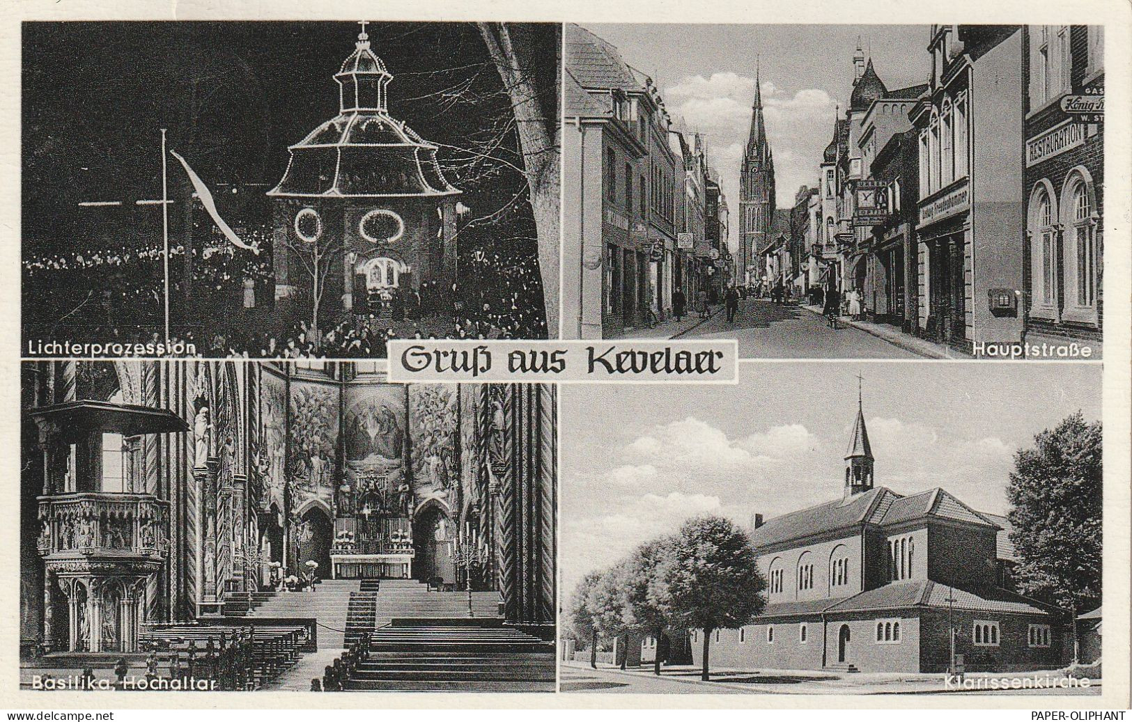 4178 KEVELAER, Klarisssenkirche, Hauptstrasse, Lichterprozession.... 1957 - Kevelaer