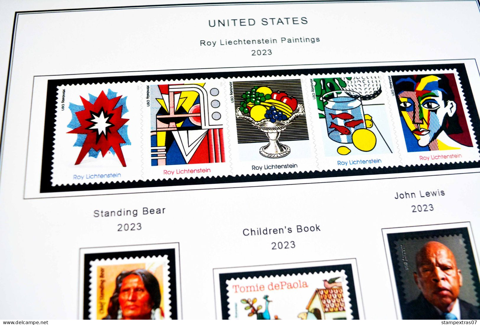 COLOR PRINTED USA 2021-2023 STAMP ALBUM PAGES (34 illustrated pages) >> FEUILLES ALBUM