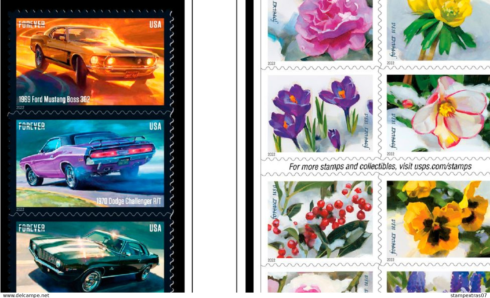 COLOR PRINTED USA 2021-2023 STAMP ALBUM PAGES (34 illustrated pages) >> FEUILLES ALBUM