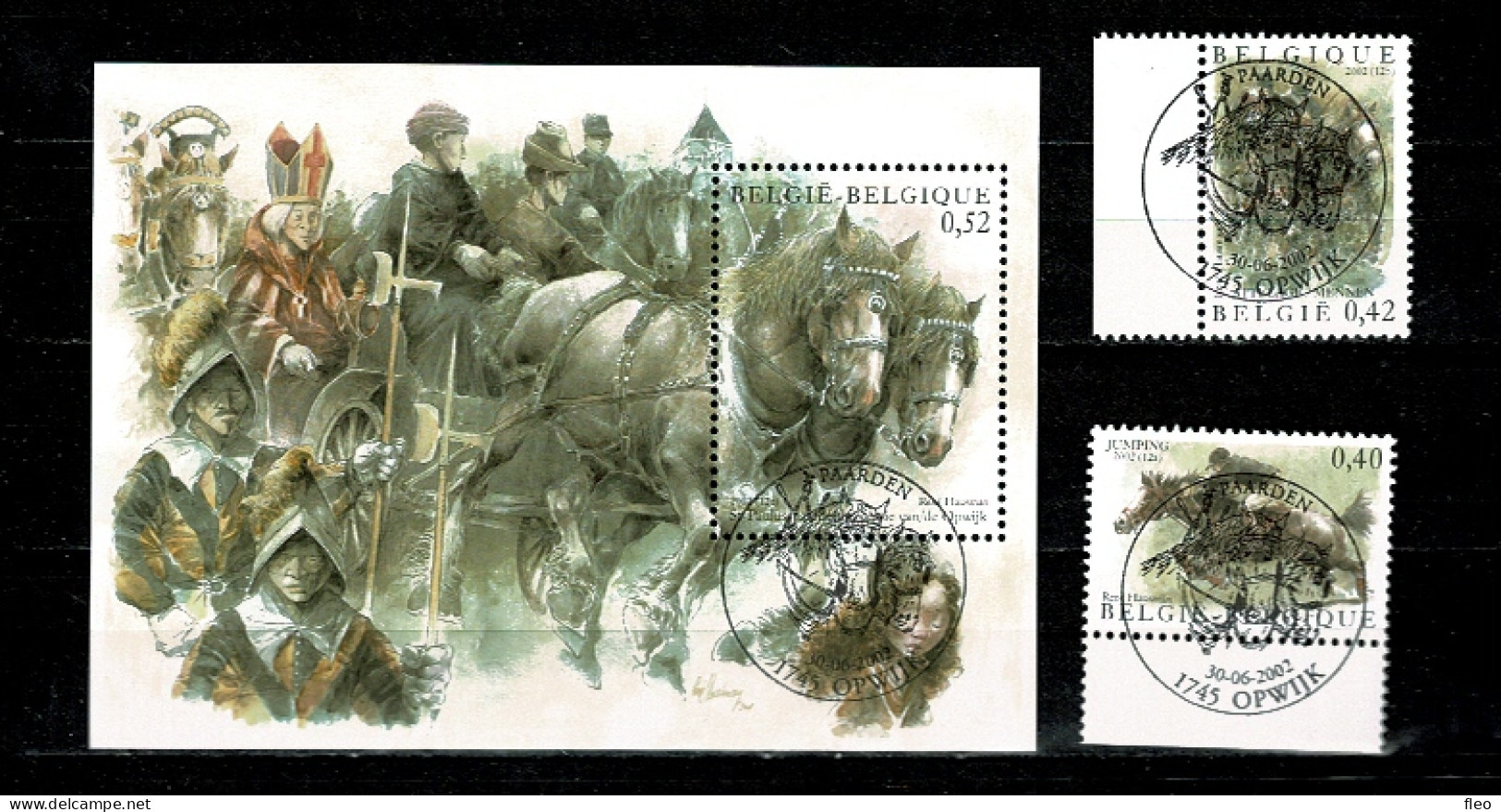 2002 3084/3085 & BL95 (3086) Postfris Met 1édag Stempel : HEEL MOOI ! MNH Avec Cachet 1er Jour "  Paarden /Cheveaux " - Unused Stamps