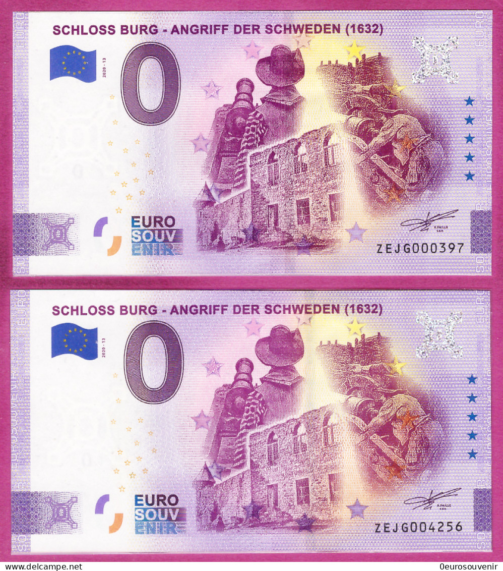 0-Euro XEJG / ZEJG 2020-13 Fehldruck SCHLOSS BURG - ANGRIFF DER SCHWEDEN Set NORMAL+ANNIVERSARY - Private Proofs / Unofficial