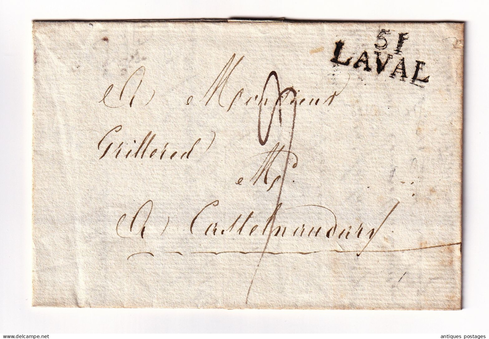 Lettre Laval 6 Mai 1815 Turpin Mayenne Pour Castelnaudary Aude Grilleret - 1801-1848: Précurseurs XIX