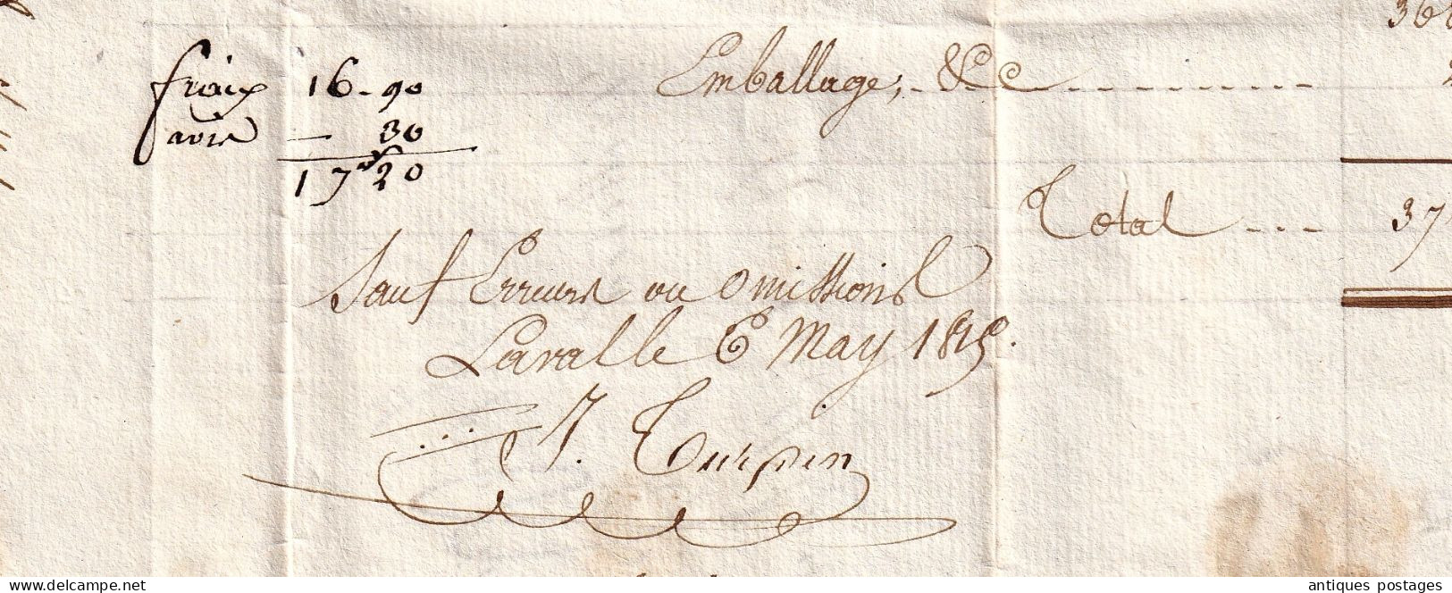 Lettre Laval 6 Mai 1815 Turpin Mayenne pour Castelnaudary Aude Grilleret