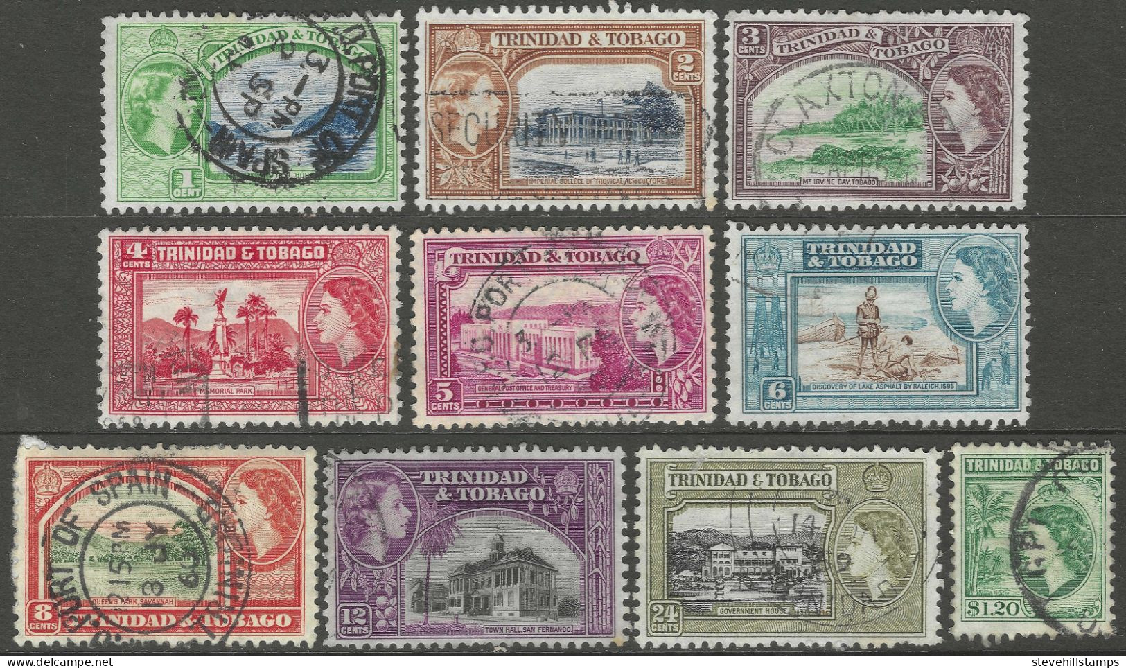 Trinidad & Tobago. 1953-59 Queen Elizabeth II. 10 Used Values To $1.20. SG 267etc. M5074 - Trinité & Tobago (...-1961)