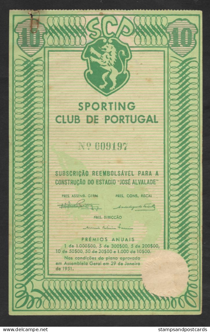 Action Portugal Construction Du Stade Football SCP Sporting Club De Portugal 1951 Stock Certificate SCP Soccer Stadium - Sport