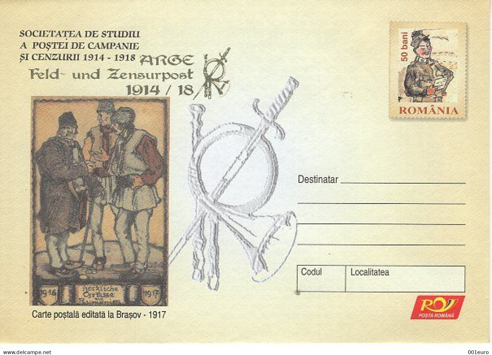 ROMANIA 080y2005: Censored Mail Study Chapter, Unused Prepaid Postal Stationery Cover - Registered Shipping! - Postwaardestukken