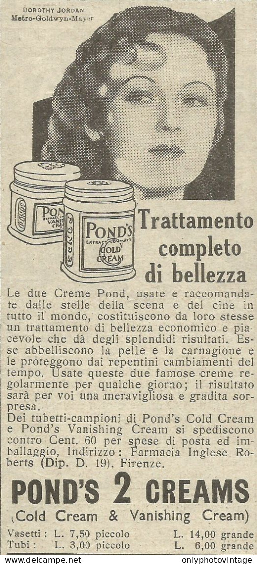 Creme Pond Trattamento Di Bellezza - Pubblicit� 1934 - Advertising - Advertising