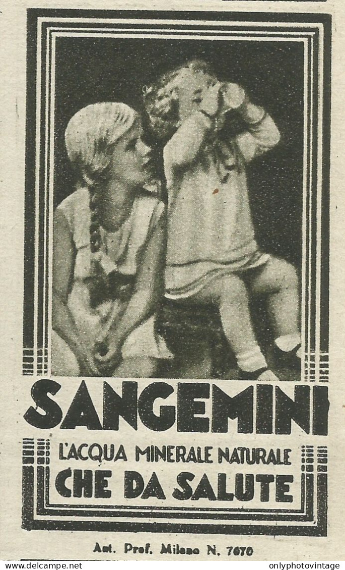 Sangemini L'acqua Che Da Salute - Pubblicit� 1936 - Advertising - Advertising