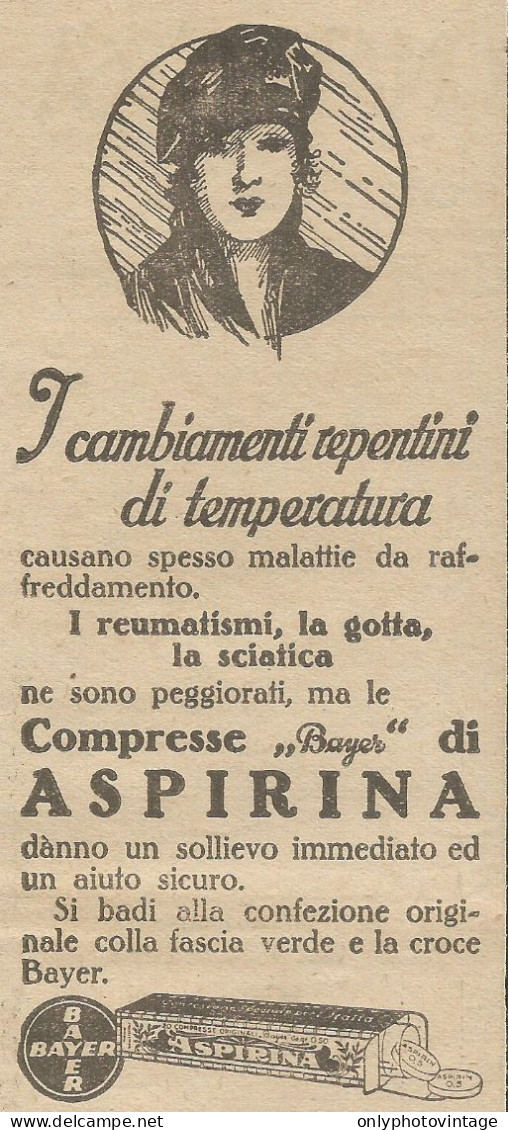 ASPIRINA - I Cambiamenti Di Temperatura - Pubblicit� 1926 - Advertising - Advertising