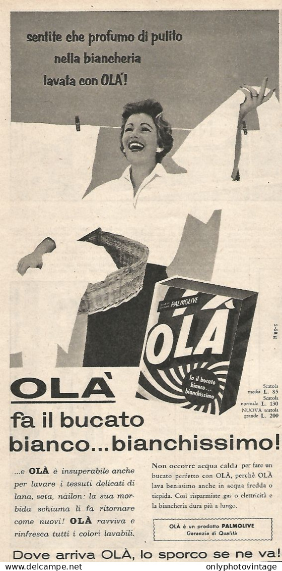 OLA' Fa Il Bucato Bianchissimo - Pubblicit� Del 1958 - Vintage Advertising - Publicidad