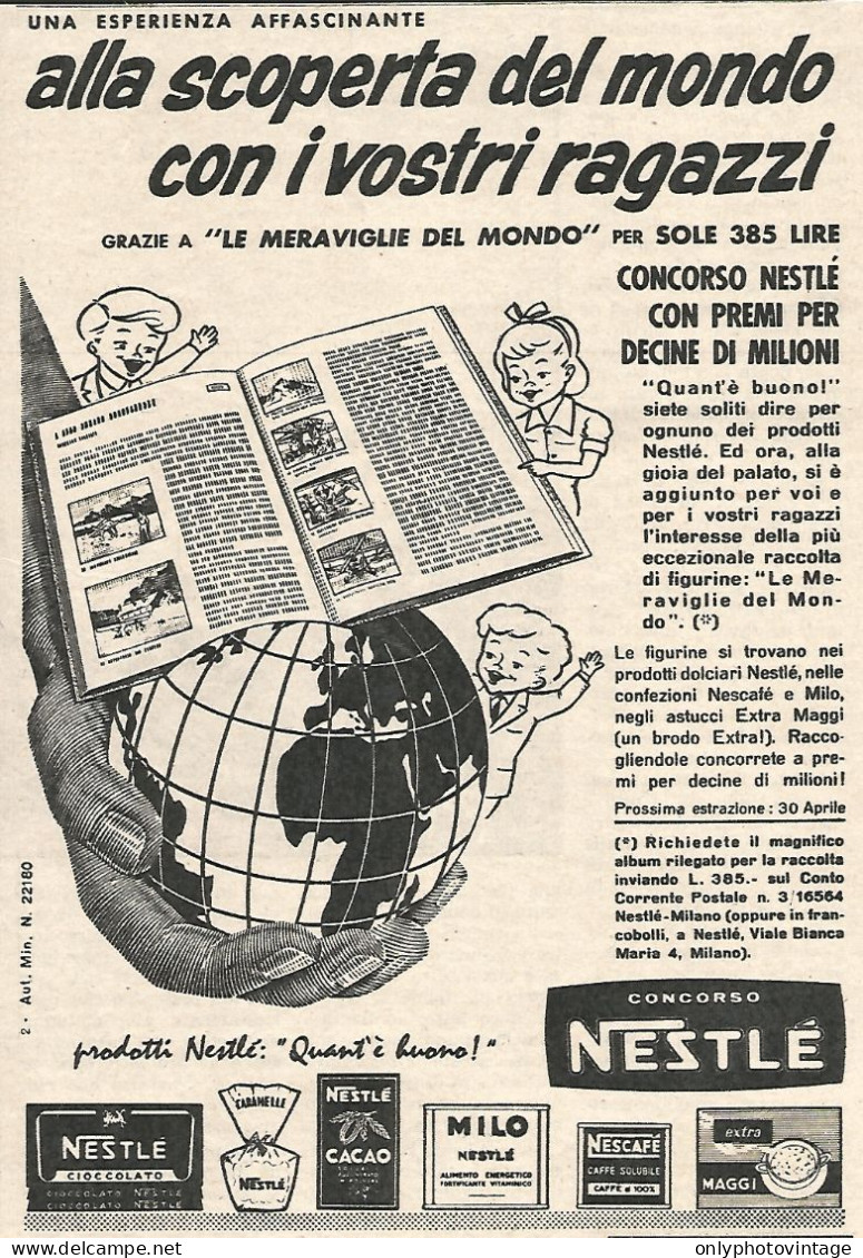 Concorso Prodotti NESTLE' - Pubblicit� Del 1958 - Vintage Advertising - Publicidad