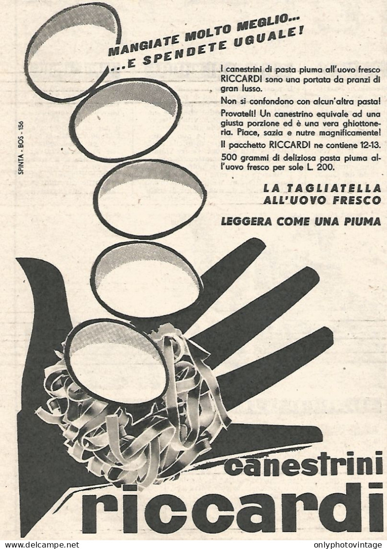 Canestrini RICCARDI - Pubblicit� Del 1958 - Vintage Advertising - Publicidad