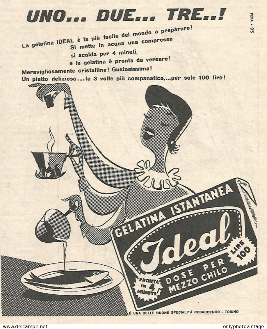 Gelatina Istantanea IDEAL - Pubblicit� Del 1958 - Vintage Advertising - Publicidad