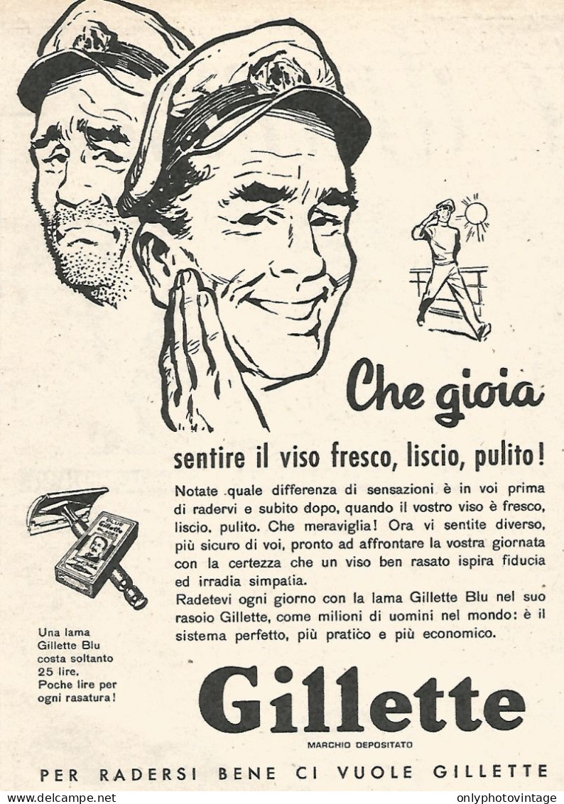 Per Radersi Bene Ci Vuole GILLETTE - Pubblicit� Del 1958 - Vintage Advert - Publicidad