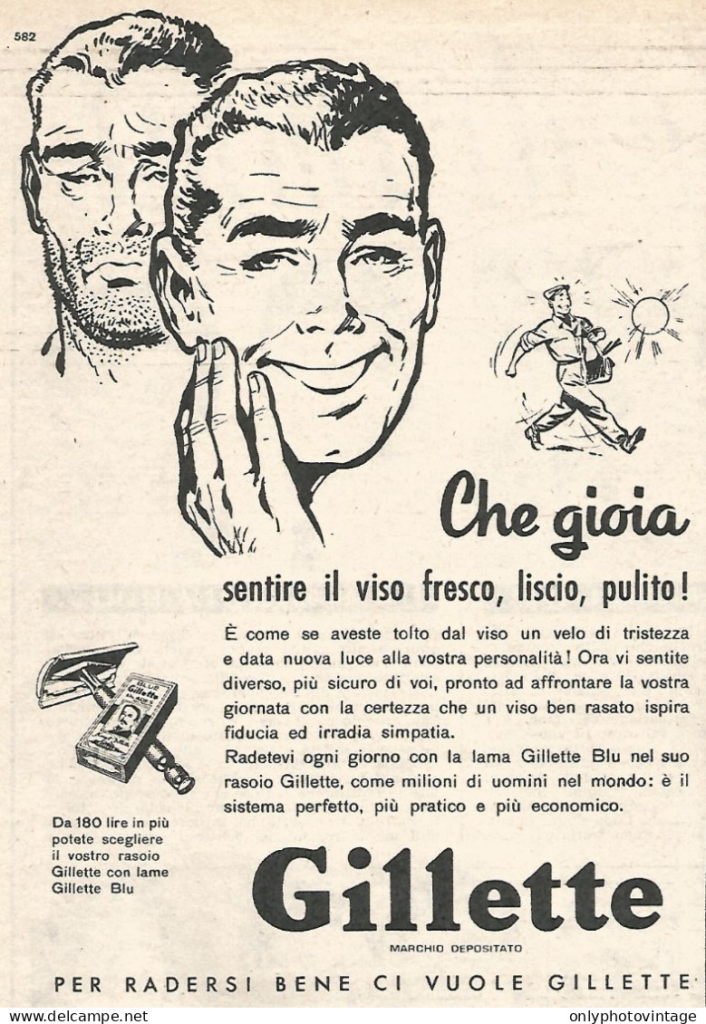 Per Radersi Bene Ci Vuole GILLETTE - Pubblicit� Del 1958 - Vintage Advert - Publicidad