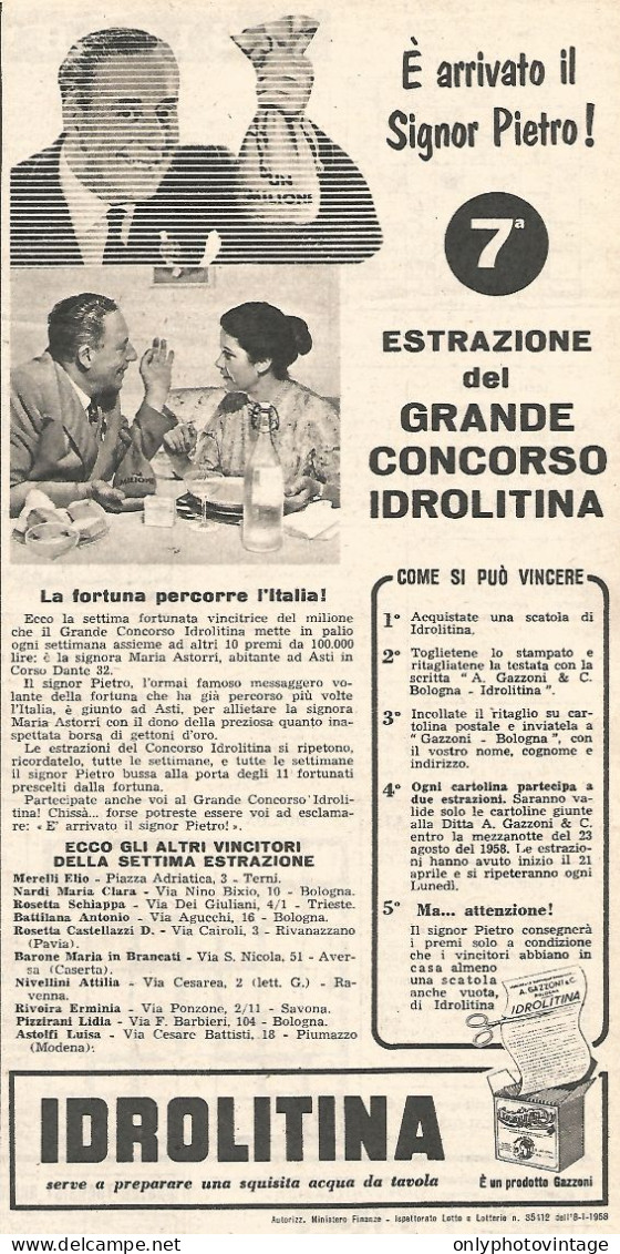 IDROLITINA - Maria Astorri Di Asti - Pubblicit� Del 1958 - Vintage Advert - Publicidad