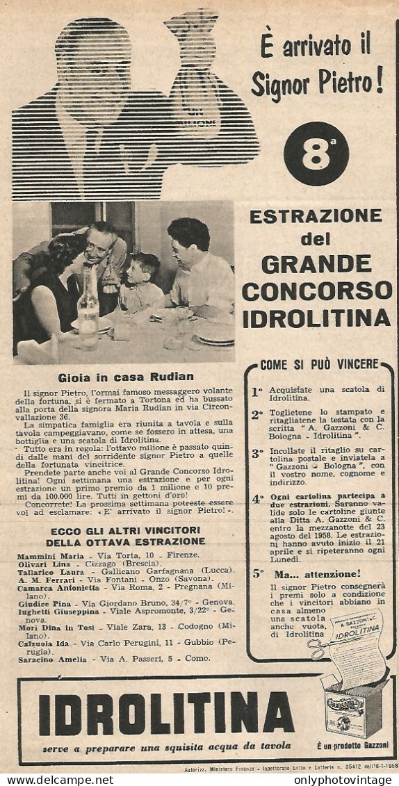 IDROLITINA - Maria Rudian Di Tortona - Pubblicit� Del 1958 - Vintage Ad - Publicidad