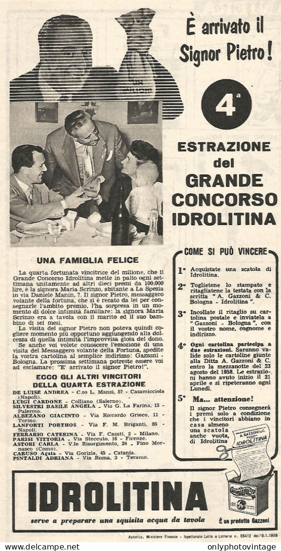 IDROLITINA - Maria Scrinzo Di La Spezia - Pubblicit� Del 1958 - Vintage Ad - Publicidad