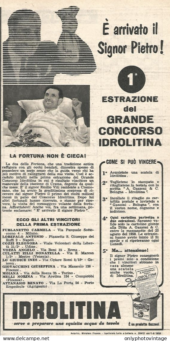 IDROLITINA - Emilio Viti Di Cremosano - Pubblicit� Del 1958 - Vintage Ad - Publicidad