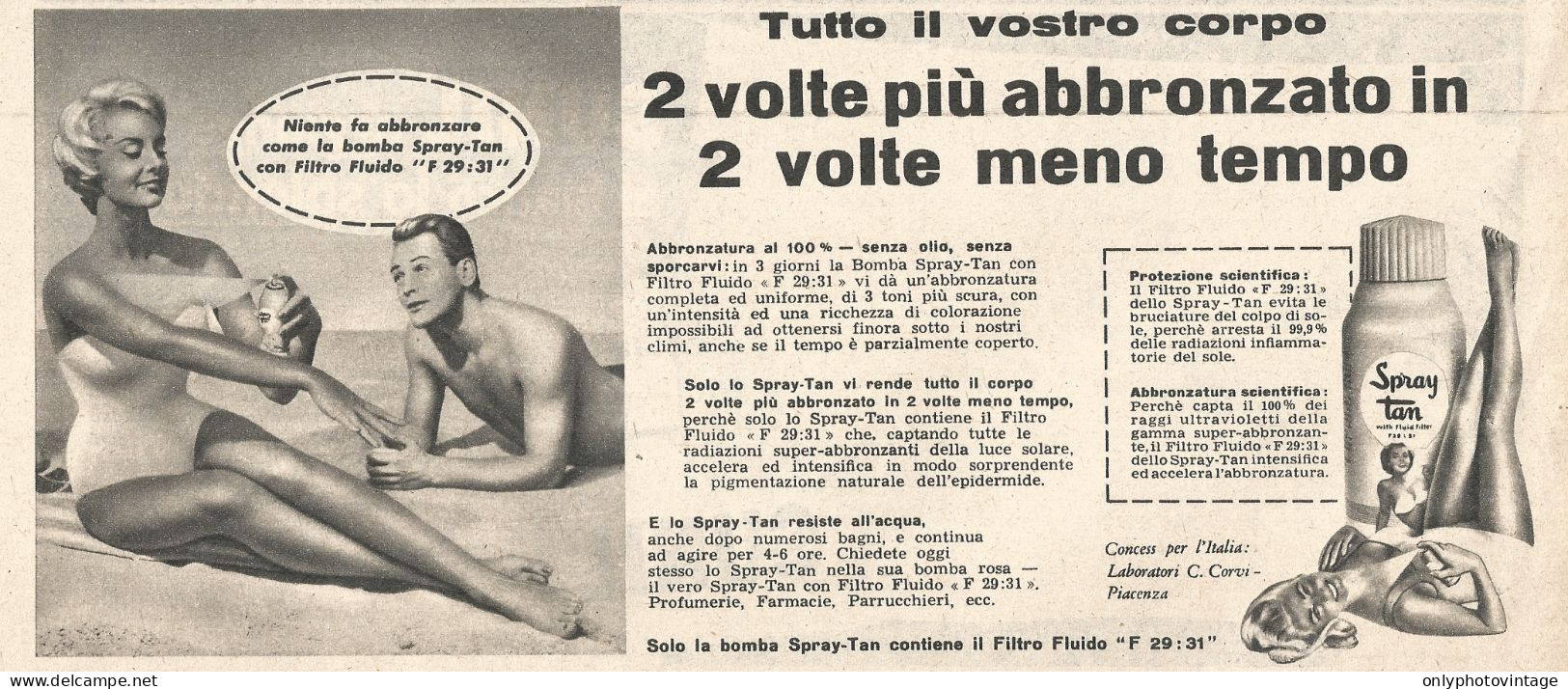 Abbronzante Spray-Tan - Pubblicit� Del 1958 - Vintage Advertising - Advertising