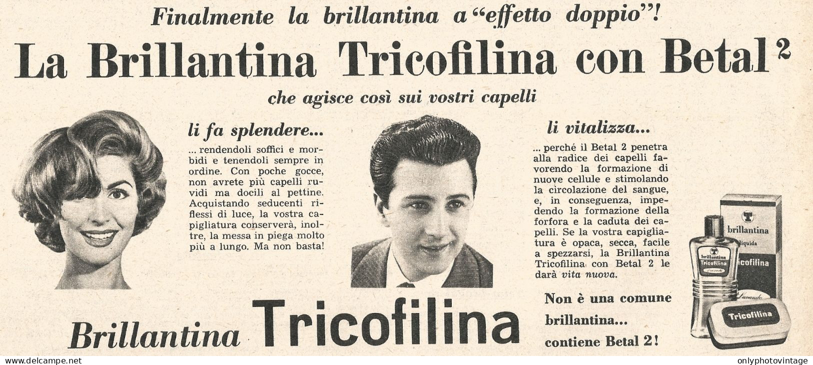 Brillantina TRICOFILINA - Pubblicit� Del 1958 - Vintage Advertising - Publicités