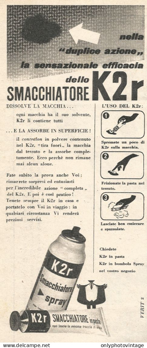 Smacchiatore K2r - Pubblicit� Del 1958 - Vintage Advertising - Publicités