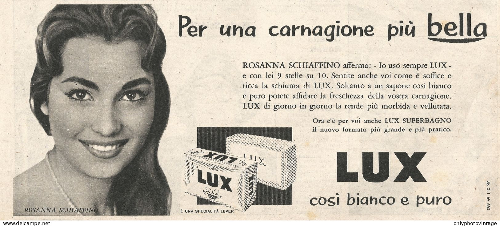 Sapone LUX - Rosanna Schiaffino - Pubblicit� Del 1958 - Vintage Advert - Advertising